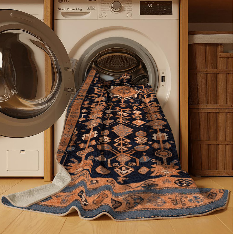 Tapis brun turc lavable à la machine, Rond 4 pi