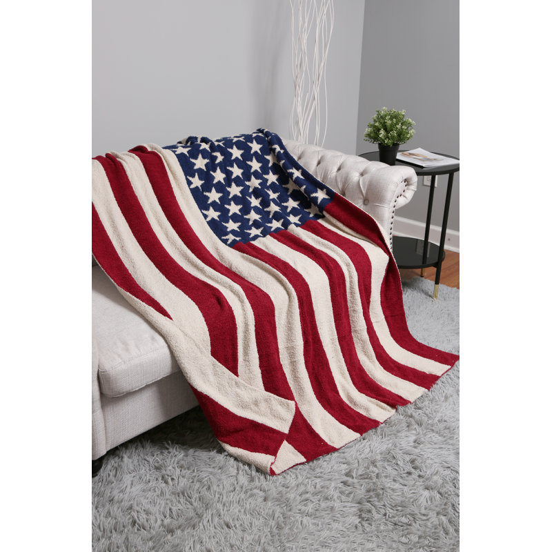 Jeté de luxe à motif de drapeau américain - Rouge / bleu marine
