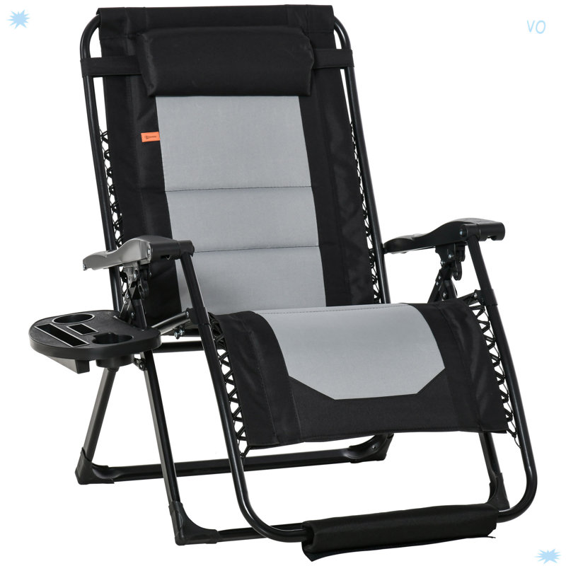 Chaise longue d'extérieur pliable avec repose-pieds Outsunny, Black