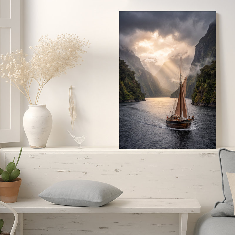 Impression sur toile, voilier en bois, H 36 po x l 24 po