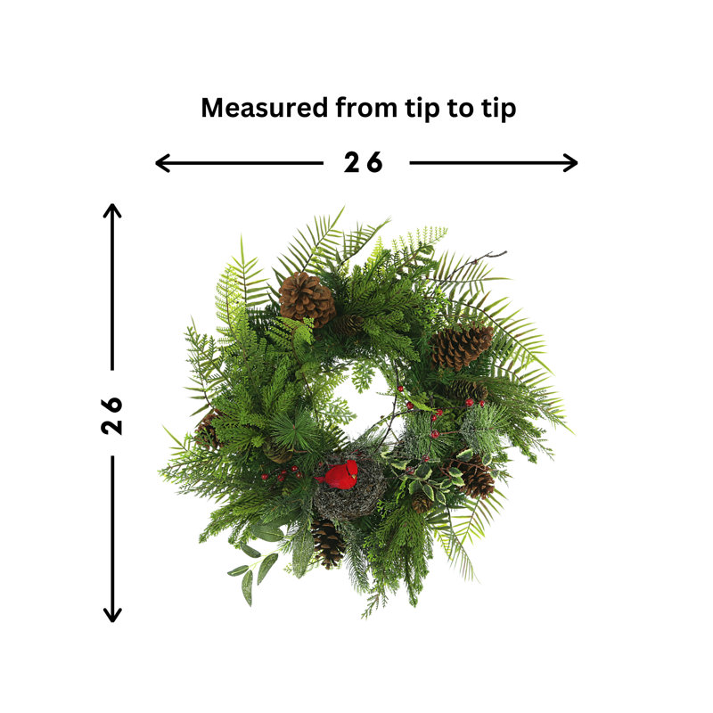 26" Fern And Evergreen Holiday Wreath