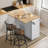 56.6'' Width Kitchen Island On Wheels With Drop Leaf & Storage Cabinets & Drawers, Large Rolling Trolley Cart With Handle For Towel Rack Or Free Mobility, Portable Islands For Kitchen, Dining Room, Bar