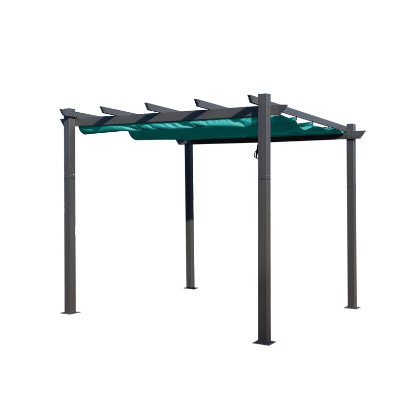 Pergola en métal avec auvent, Bleu, Abri de garage en plastique l 10 pi. x P 12 pi. po