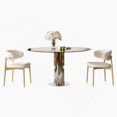 Ensemble de table de salle à manger 3 pièces, petite table ronde avec 2 chaises