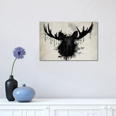 Moose 1 Piece Wrapped Canvas Painting
