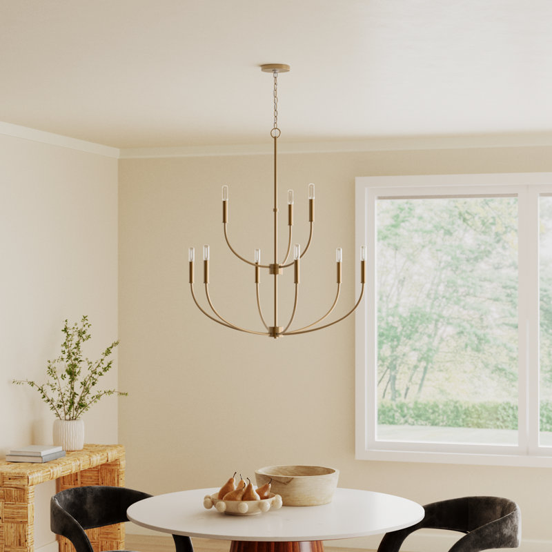 Kendrey 9-Light Chandelier, Satin Brass