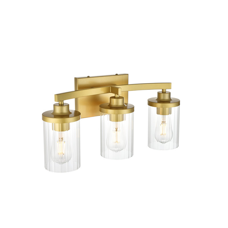 Éclairage pour meuble-lavabo à intensité variable Dariela, Laiton, H 10 po x l 18 po x P 18 po, 3 lumières