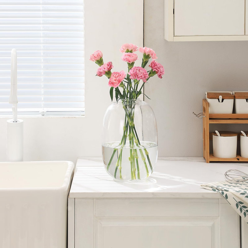 Vase de table en verre Narron, Blanc