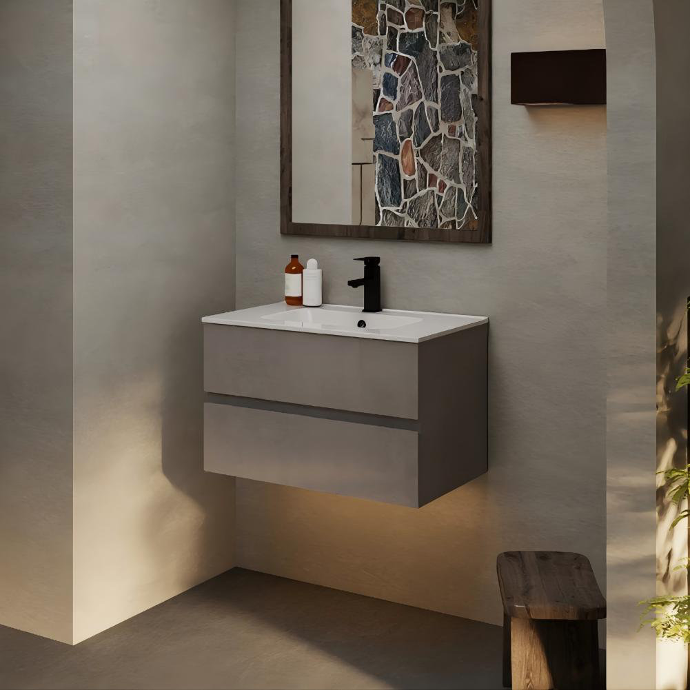 Sharee 30" Modern Wall mounted Bathroom Vanity Set with Sink Top, Faucet, Floating Cabinet, EPA Certified Ebern Designs Base 