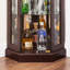 Vitrine en cerisier foncé - Vitrine d'angle de salon avec portes en verre et tablettes réglables