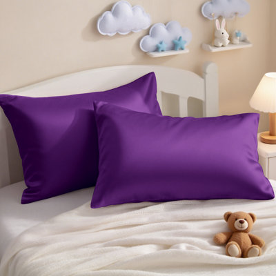 Taies d'oreiller pour enfant en satin de coton à densité de tissage 500 fils, housses de coussin respirantes à fermeture en douceur, 13 x 18 po, paquet de 2