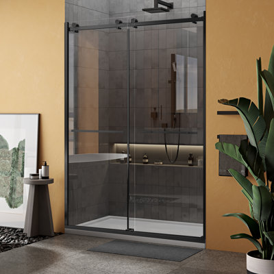 Porte de douche coulissante double sans cadre de H 56 po à l 79 po