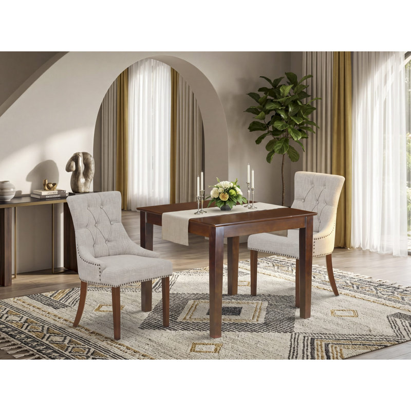 Ensemble de salle à manger Paltrow, Acajou, 3 Pieces: 1 Table, 2 Chairs, Doeskin