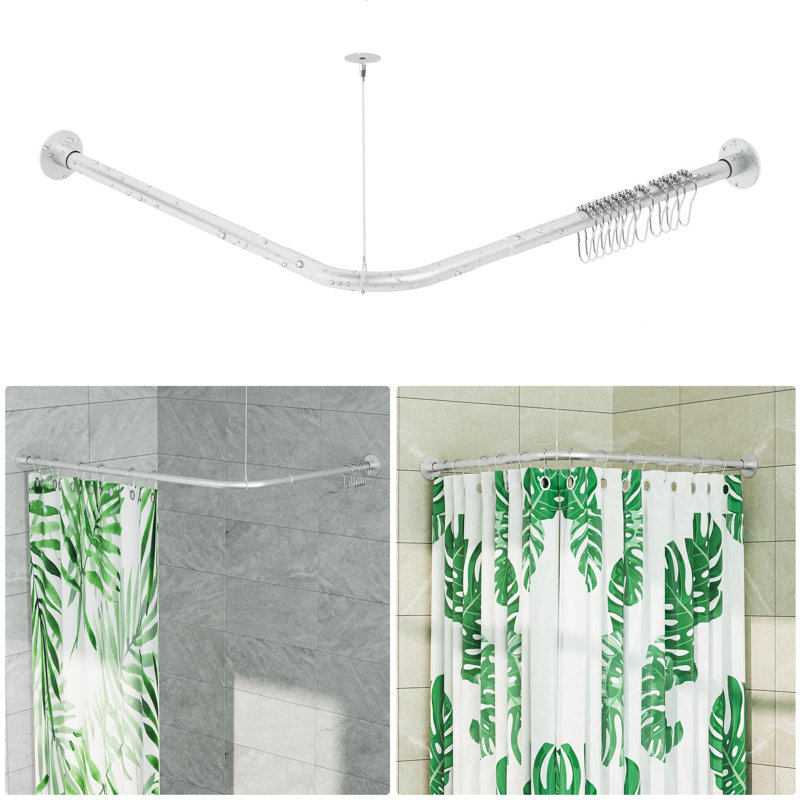 Tringle de rideau de douche en coin, tringle de rideau de douche en L réglable