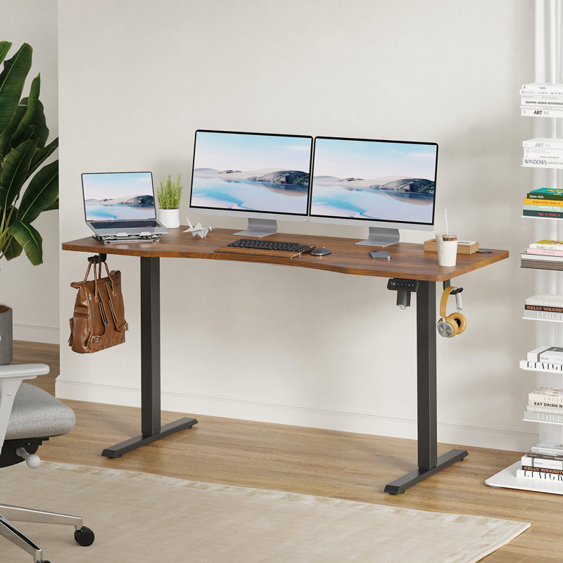 Soliha Adjustable Height Iron Standing Desk, Rustic Brown/Black