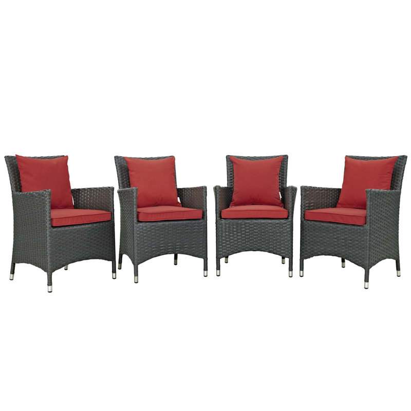 Modway Stopover Outdoor Patio Dining Chairs, Canvas Jockey Red Sunbrella® Canvas