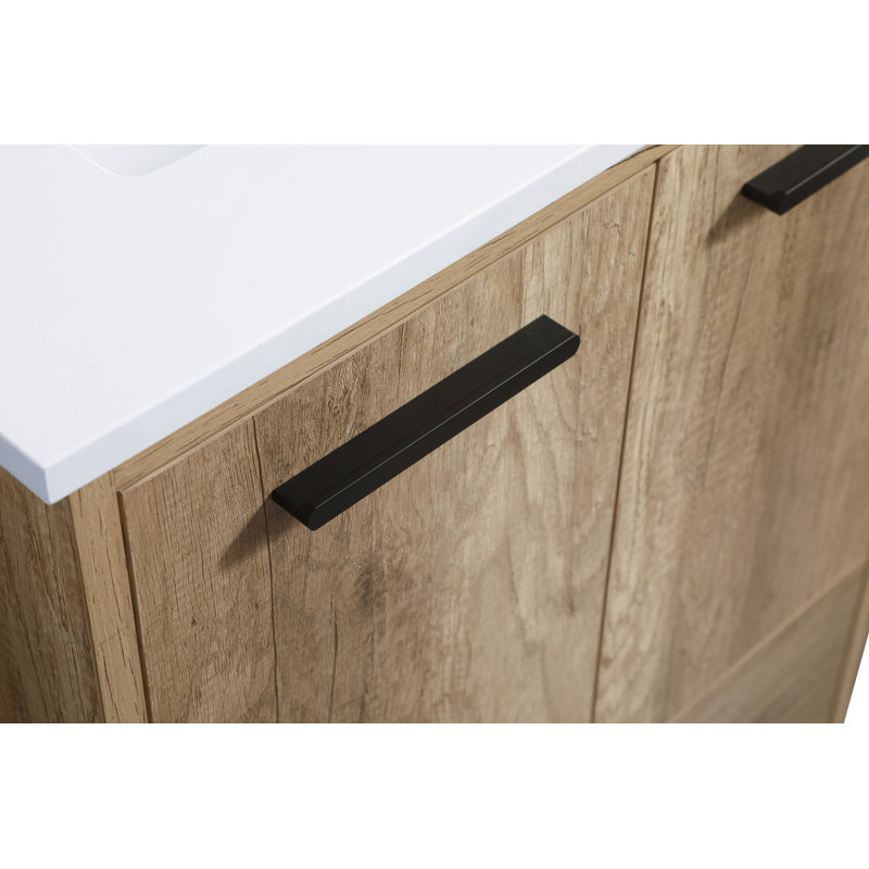 Baldwin 24'' Single Bathroom Vanity with Engineered Marble Top, Natural Oak