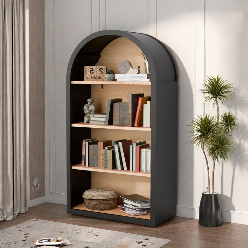 Bibliothèque arquée avec tablettes de rangement