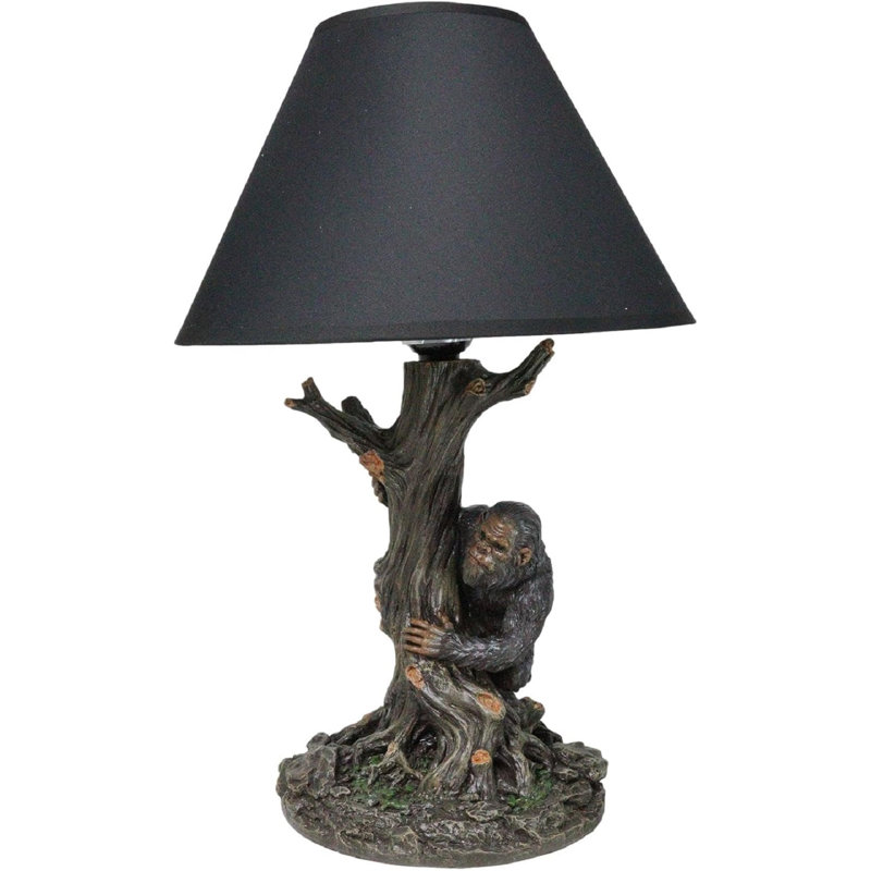 Mythical Creature Sasquatch Big Foot Cryptid Ape By Tree Trunk Table Lamp Décor