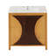 Meuble-lavabo de style moderne Mid-Century 30 po avec lavabo - Armoire autoportante en bois artistique avec 3 tiroirs et porte à fermeture en douceur, panneau à cannelures bicolore