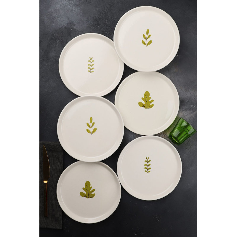 Ensemble d'assiettes à dessert 6 pièces Elegant, porcelaine blanche, 8,3 x 8,3 x 0,8 pouces | 100% lavable au lave-vaisselle et au micro-ondes | Parfait pour servir des gâteaux, des desserts et des hors-d'œuvre | Vaisselle durable et élégante