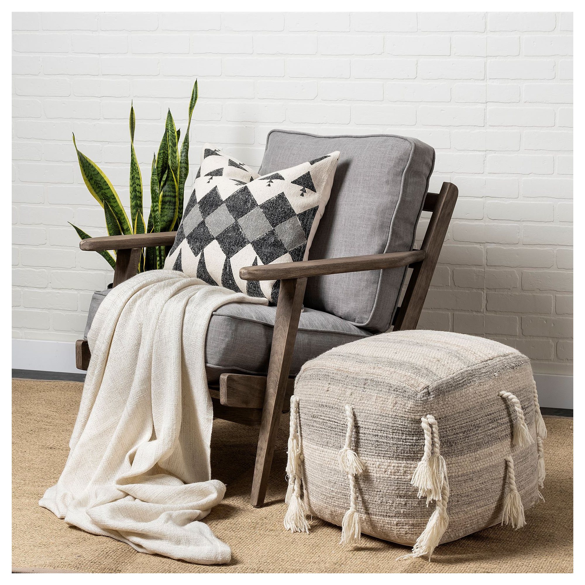Roxy Upholstered Armchair, Gray Cotton Blend