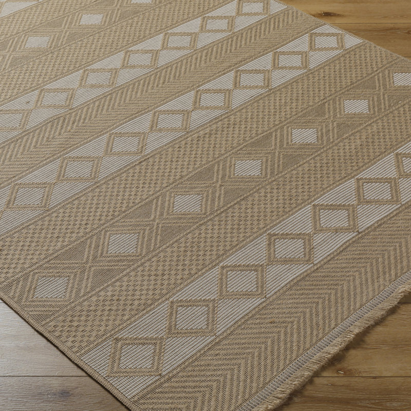 Beige Tan Modern Washable Rug, Geometric For Living Room, Dining Room, Bedroom, & Kitchen, Rectangle 158 x 213 cm