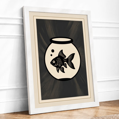 Goldfish in Glass Minimalist - Framed Print
