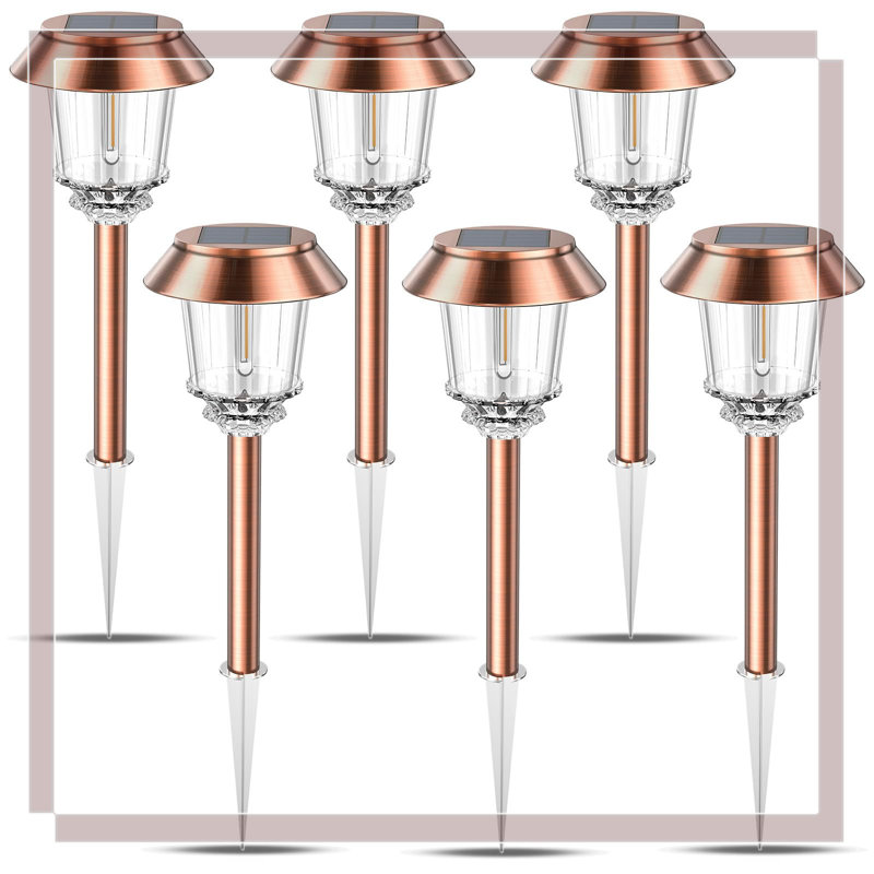 Paquet de 6 lumières solaires d'extérieur - Verre imperméable à DEL, à intensité variable de 10 à 40 lm, blanc chaud pour l'allée de jardin