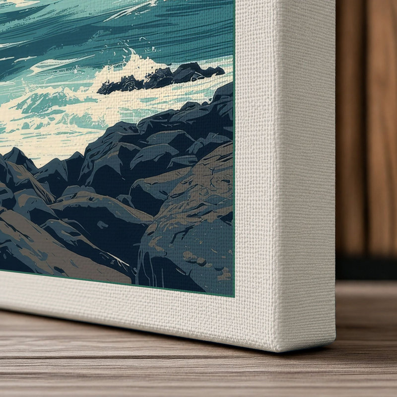 Rocky Coastline Coastal - Wrapped Canvas, 30x20 - 76.2 x 50.8 cm, Cream Border