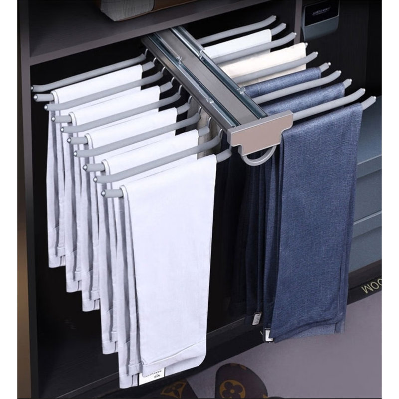 Maxhold Dual-Row Pull-Out Pants Rack, Grey