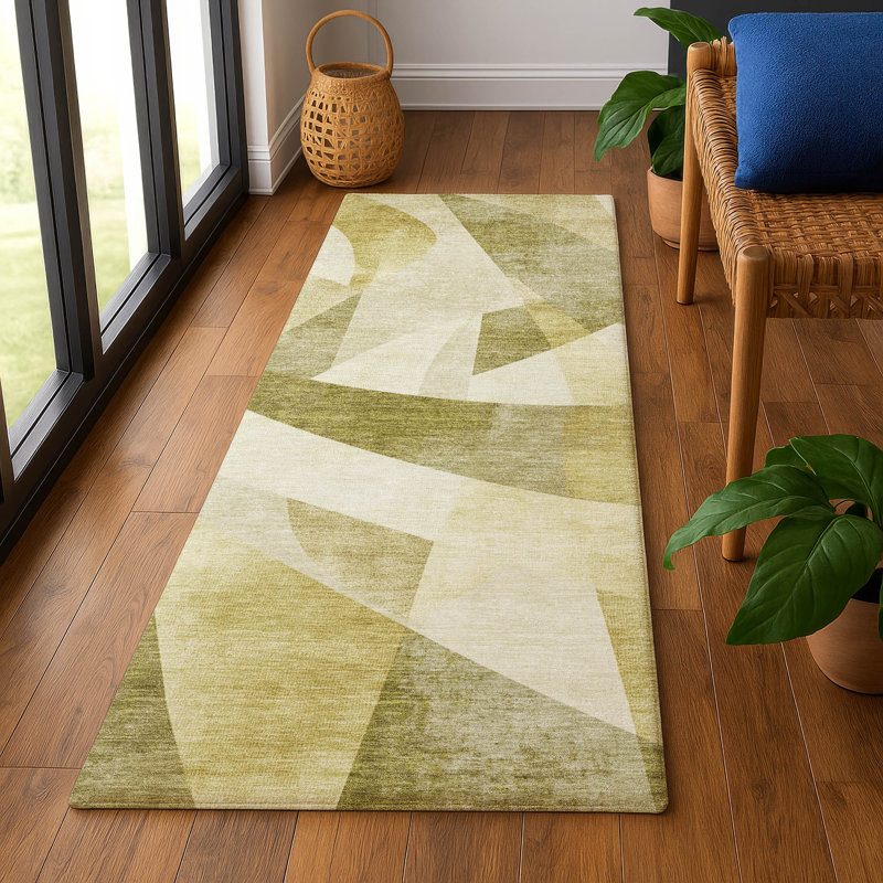 Premium Machine Washable Ashington AMF1836 Swirls Rug, Runner 2'3" x 7'6"