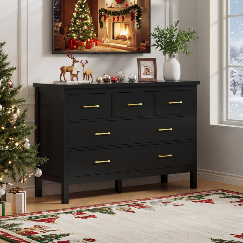 Wala 7 Drawer Dressers for living Room,Bedroom Dresser, Black