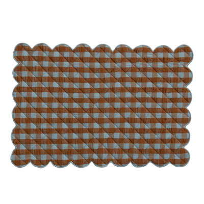 Scalloped Woven Cotton Gingham Placemat