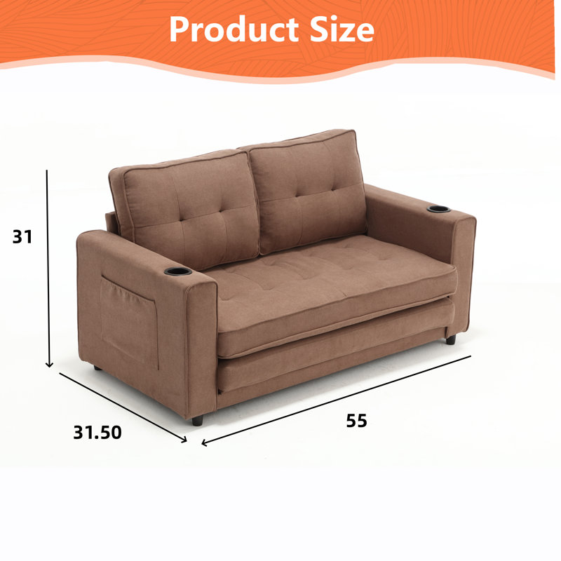 Causeuse-lit capitonnée convertible pliable Megen