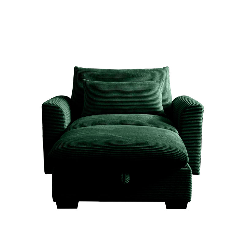 Lit modulaire avec coussins confortables et rangement en velours côtelé fonctionnel pour appartement, Vert