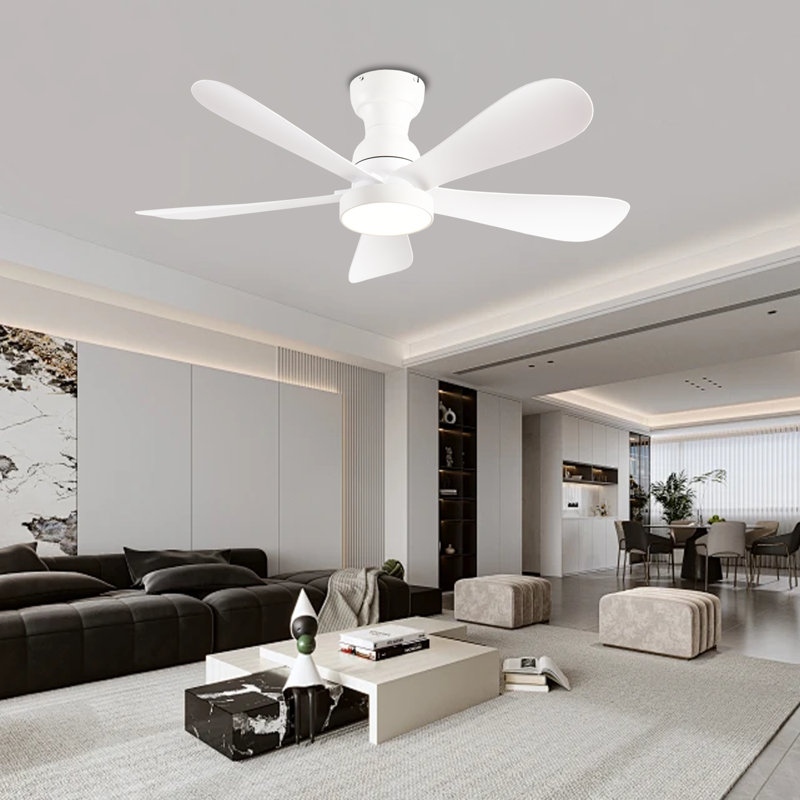 Ventilateurs de plafond 42 pouces RVB avec lumière DEL et télécommande / commande, plafonnier encastré, éclairage à intensité variable RVB, ventilateur de plafond blanc moderne pour chambre d'enfant, utilisation intérieure / extérieure couverte