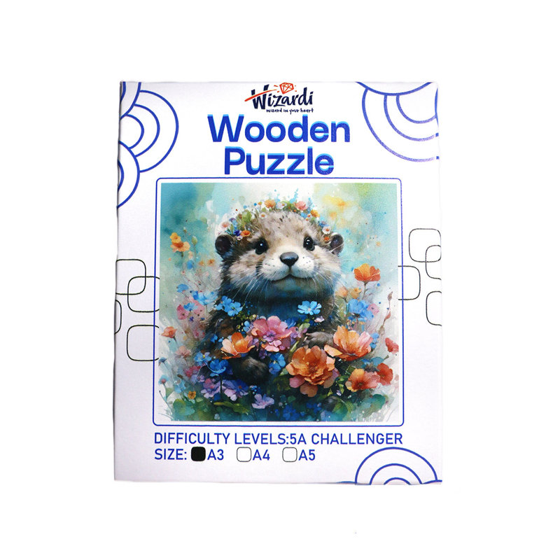 Hamster et fleurs - puzzle en bois par Wizardi F07N9-9
