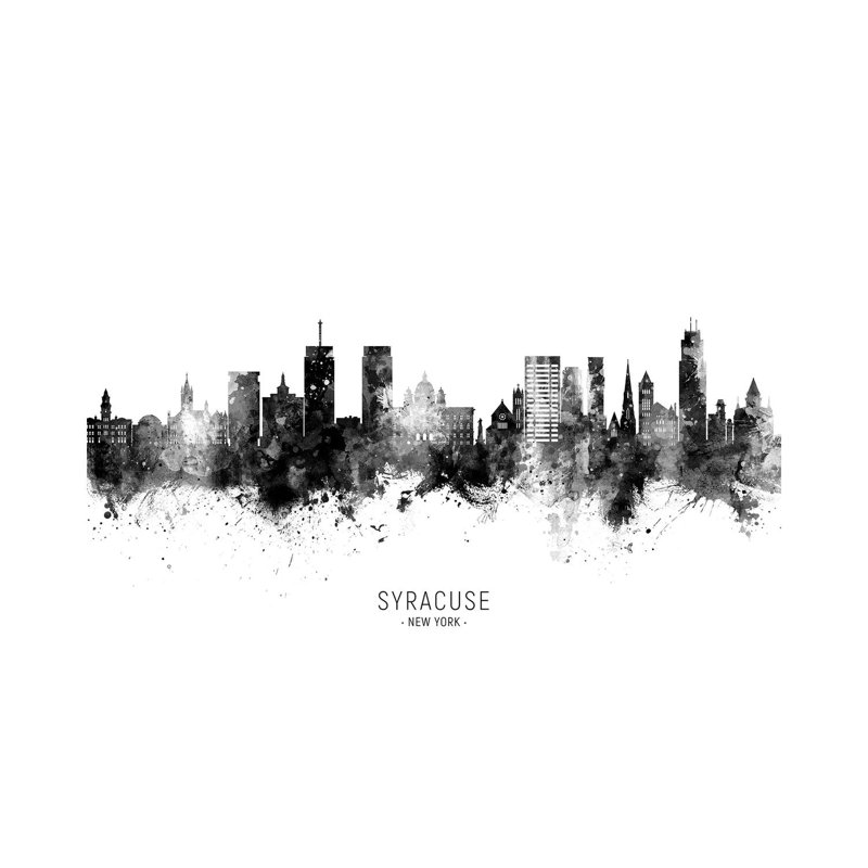 Syracuse New York Skyline Name Bw by Michael Tompsett - Wrapped Canvas Gallery-Wrapped Canvas Giclée, 30.48cm H x 45.72cm W