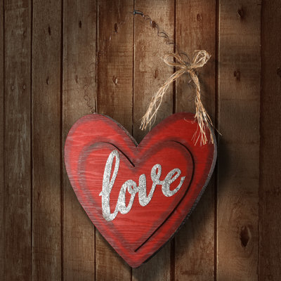 14" Wood Valentine Heart Wall Piece