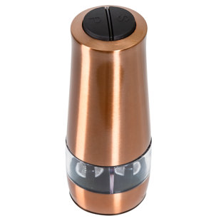 Ovente Electric Stainless Steel Tall Sea Salt and Pepper Grinder Set with  Ceramic Blade, Battery Operated