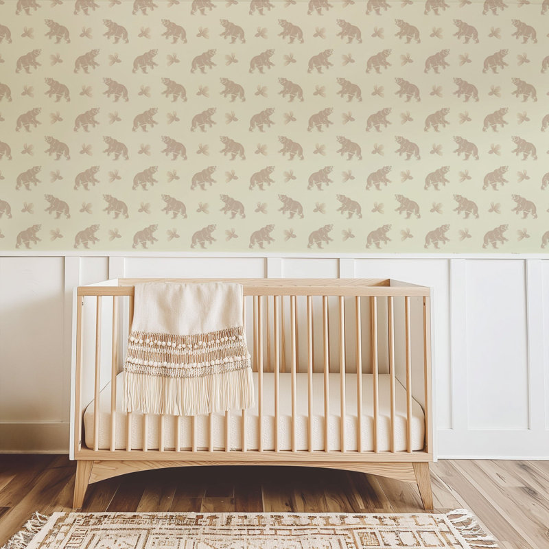 Roaming Black Bear - Wallpaper, Pale Rosewood, Premium Paper