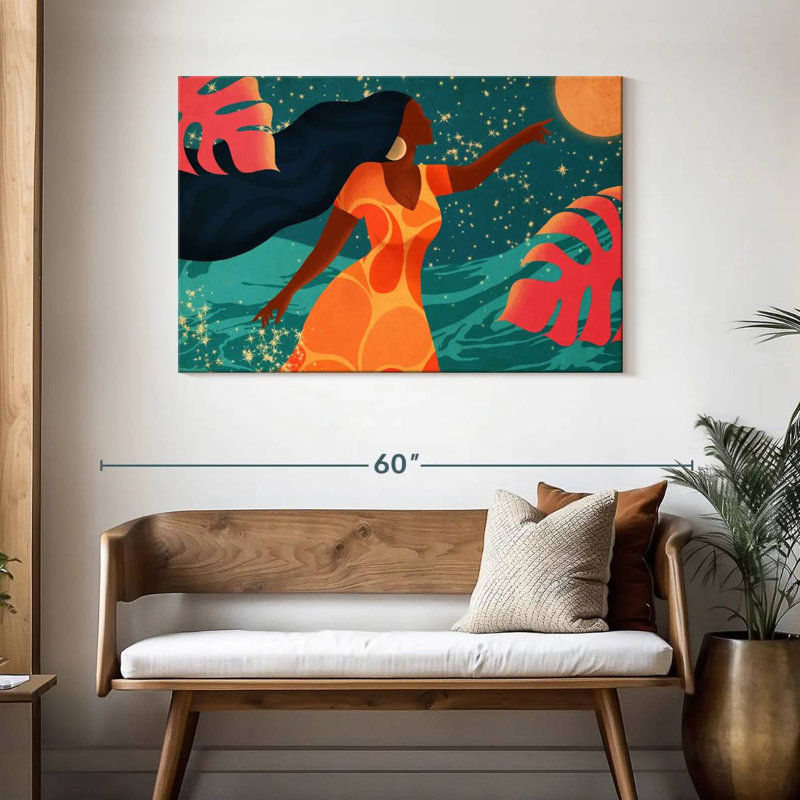 Latina chassant le clair de lune, H 30 po x l 45 po