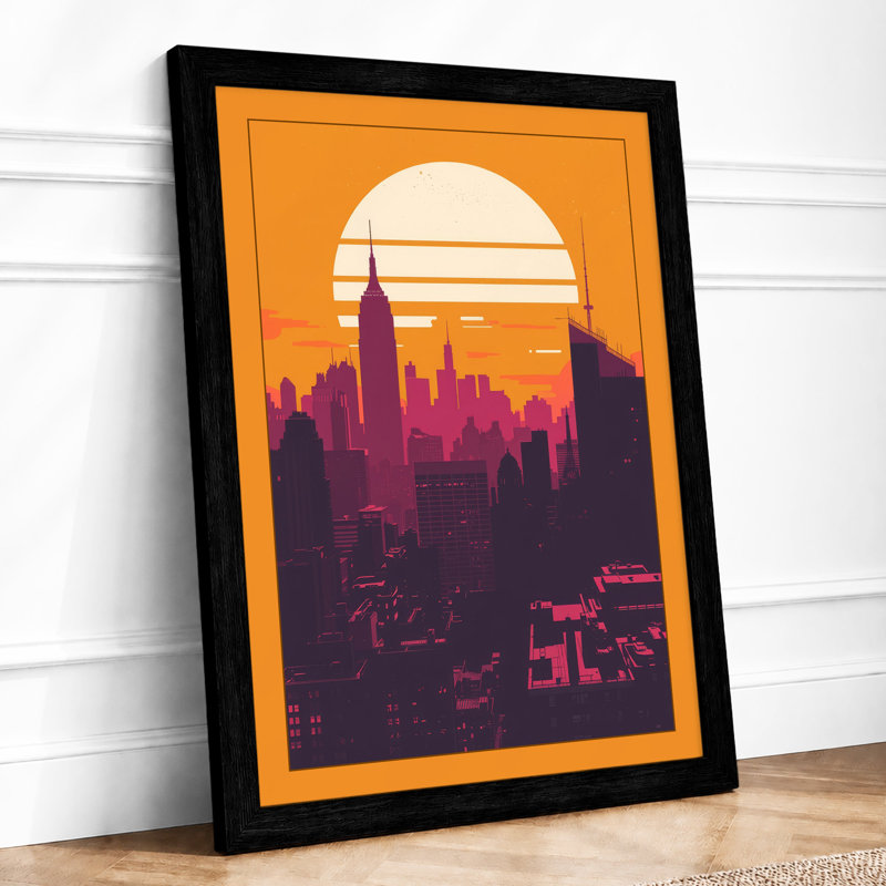 Sunset Over The City Modern - Print, A1 - 84.1 x 59.4 cm, Black