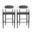 Ensemble de 2 tabourets de bar, tabourets de bar rembourrés à hauteur de comptoir avec dossier et pieds en fer pour îlot de cuisine, assise en tissu gris, capacité de poids de 260 lb-902271505