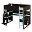 Lit mezzanine pour jouer avec escalier de rangement, bureau, tablettes et panneau perforé-2070491264-2070491266