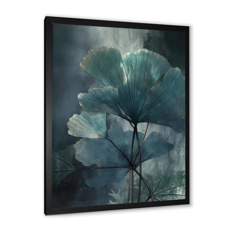 Feuilles de palmier tropical Ginkgo I - impression, Cadre photo noir, H 20 po x l 12 po x P 1 po