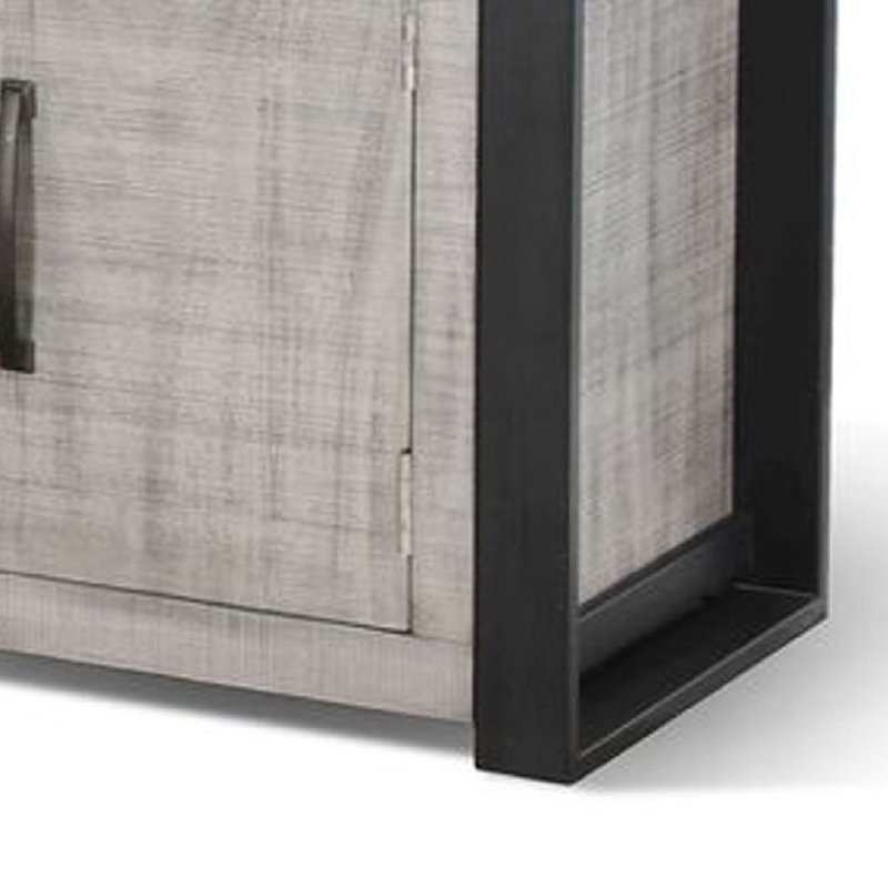 Console télé Zeka avec foyer électrique, tablette pour barre de son, gris