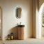Meuble-lavabo cylindrique autoportant de 16 po, armoire à colonne cannelée en bois massif avec vasque ronde à surface solide, meuble-lavabo à piédestal scandinave moderne pour petite salle de bain, 2 options de finition de lavabo et 2 de finition bois, robinet et drain non inclus-1657300001-1657300014