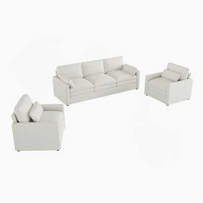 Ensemble de canapé rembourré Cozy avec coussins doubles, accoudoirs ergonomiques et coussin amovible, idéal pour un salon confortable